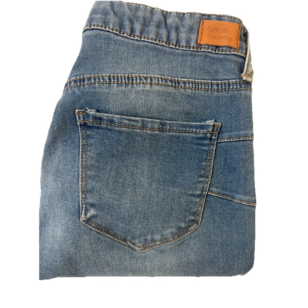 Simple Society Woman's Stretchy Skinny Jeans‎ Size 3/26 Med Blue Button Fly.